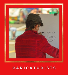 Caricaturist drawing a caricature with a link to the caricaturists available to hire on Entertainers Worldwide