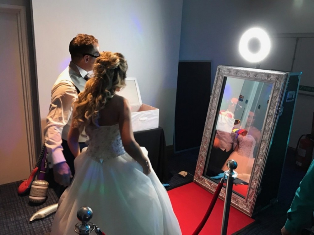 magic mirror taking selfie photos at wedding
