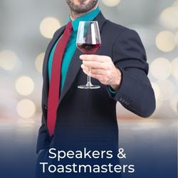 Man proposing a toast at a wedding with link to Wedding Speakers and Toastmasters for hire
