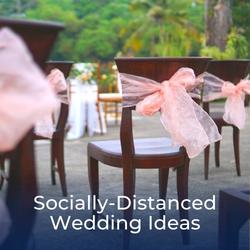 Empty tables and chairs - link to Socially Distanced Wedding Ideas