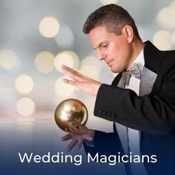 Male magician performing a clever tick for guest entertainemnt at a wedding with link to experienced Wedding Magicians available for hire through |Entertainers Worldwide