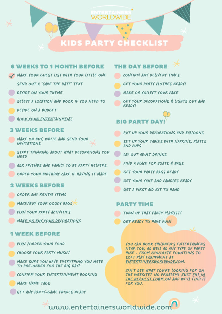 kids, party, checklist